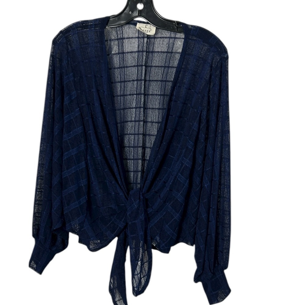 EMBER sheer blue cardigan,tie knot,batwing sleeves,L,dainty,cottagecore,relax